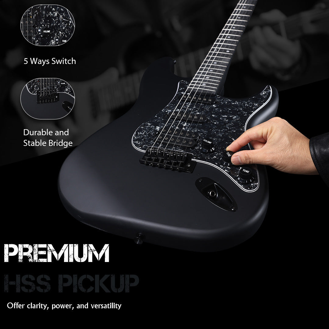 Solid Poplar Wood Electric Guitar - 39-Inch Beginner